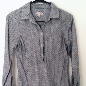 Merona heather gray dot popover shirt size S